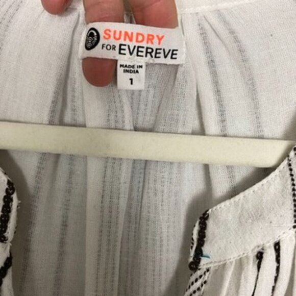 Sundry for Evereve The Everyday Dress Black and White Striped Tiered Womens 1 - Picture 5 of 7